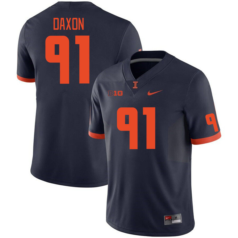 Men #91 Denzel Daxon Illinois Fighting Illini College Football Jerseys Stitched Sale-Navy